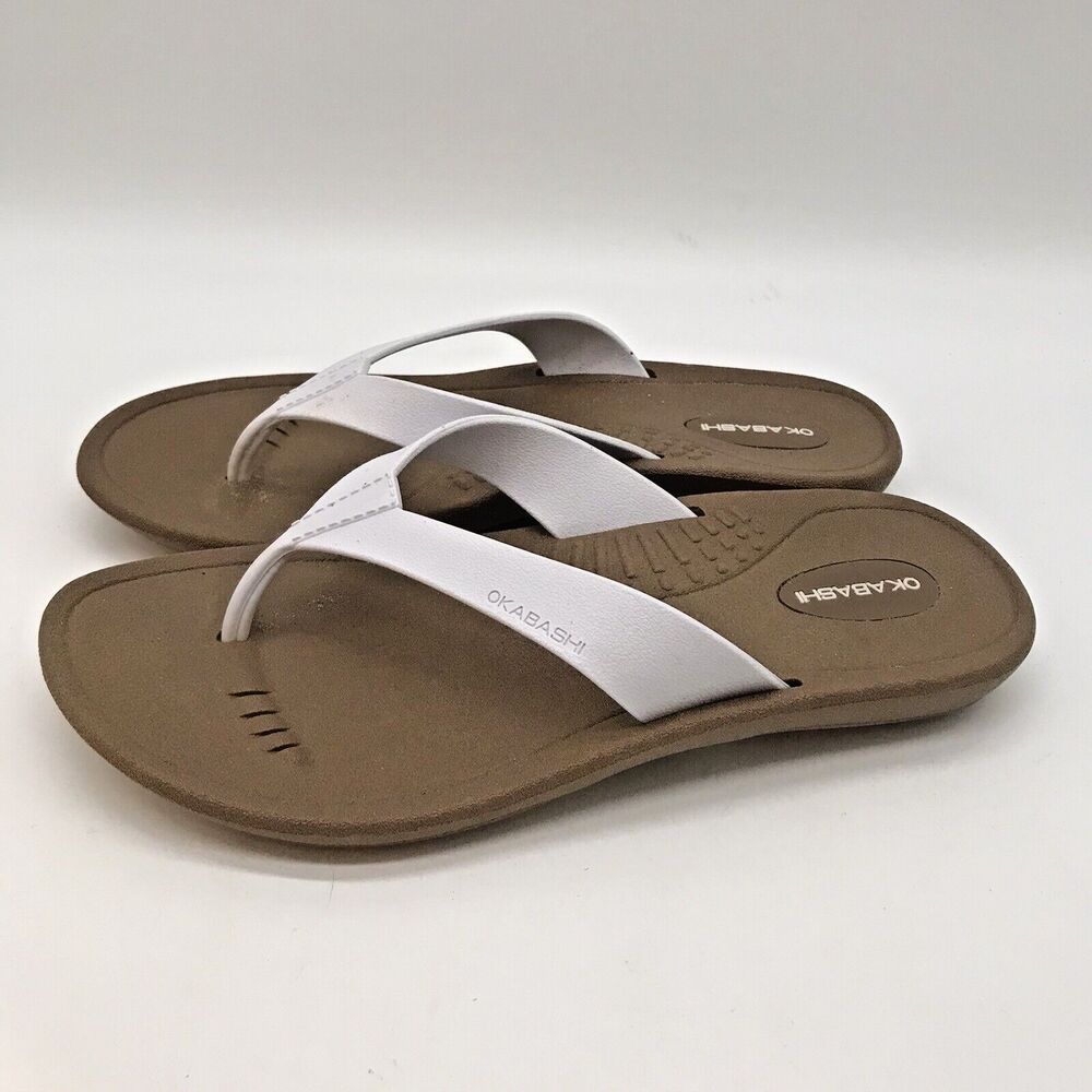 Okabashi Breeze Flip Flop Sandals Women's S (5-6) White Vegan Sustainable Shoes